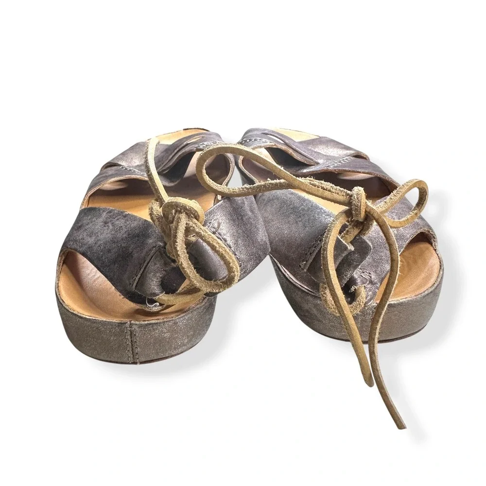 Kork-Ease Rebecca Sandal Metallic Leather‎ Pewter Boho Festival Womens 10/42